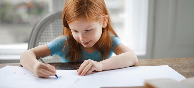 A kid doing homework