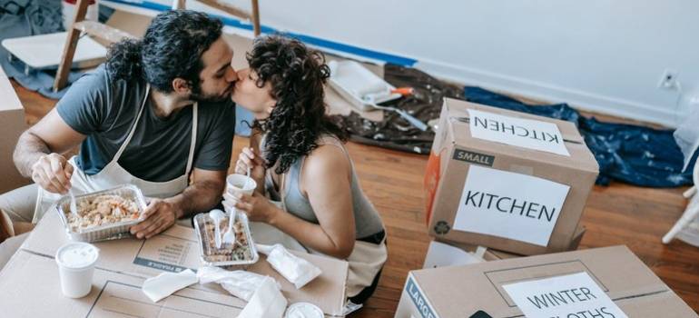 a couple packing for a spring move to North York