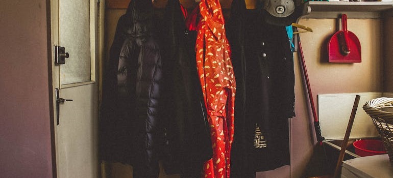 coats on a hanger