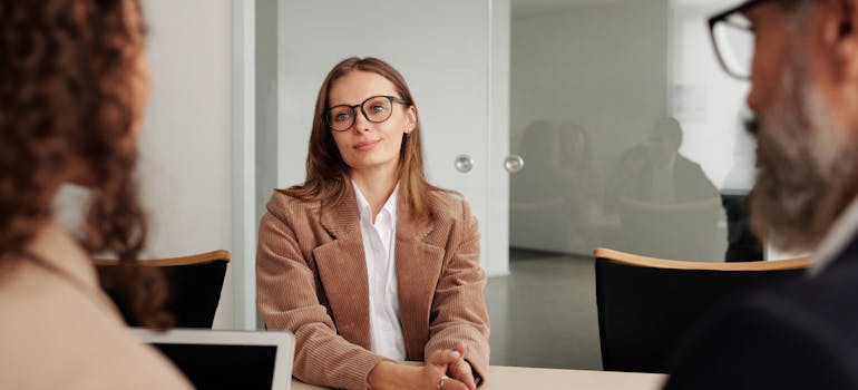 A woman having a job intrview