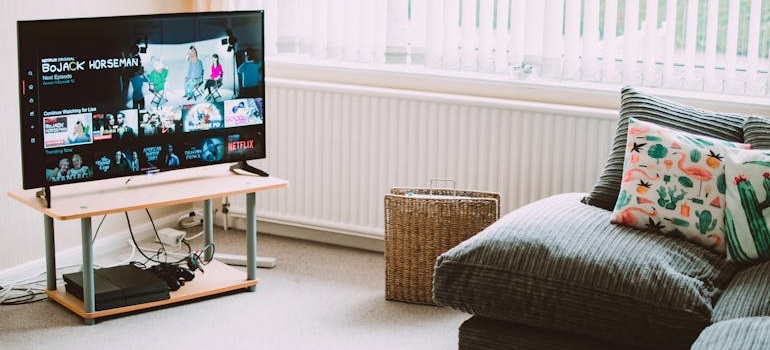 a tv in a living room