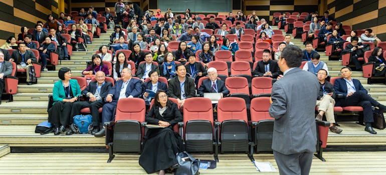 A man talking at the seminar