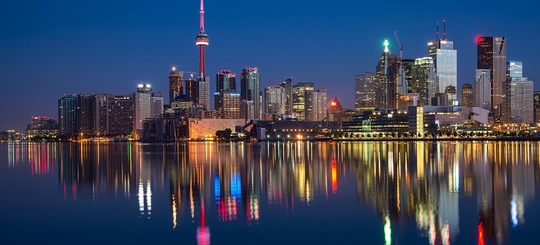 Toronto waterfront in twilight
