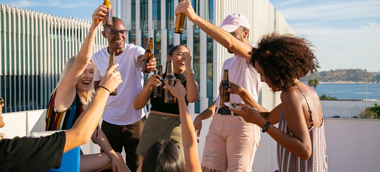 A group of friends having a drink
