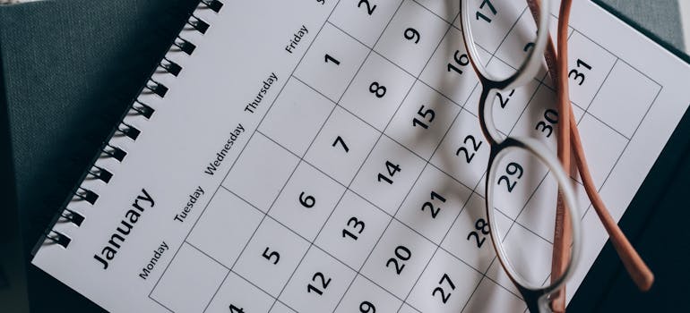 Eyeglasses on the calendar