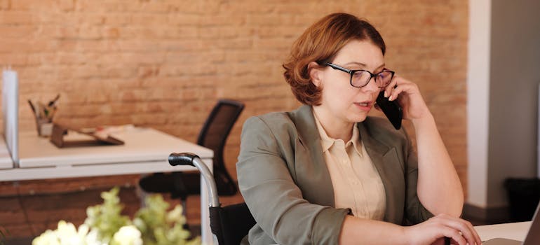 A woman talking on the phone