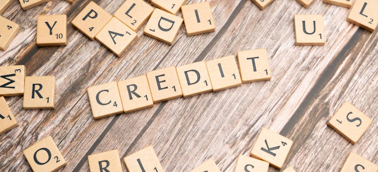 Credit spelled with blocks