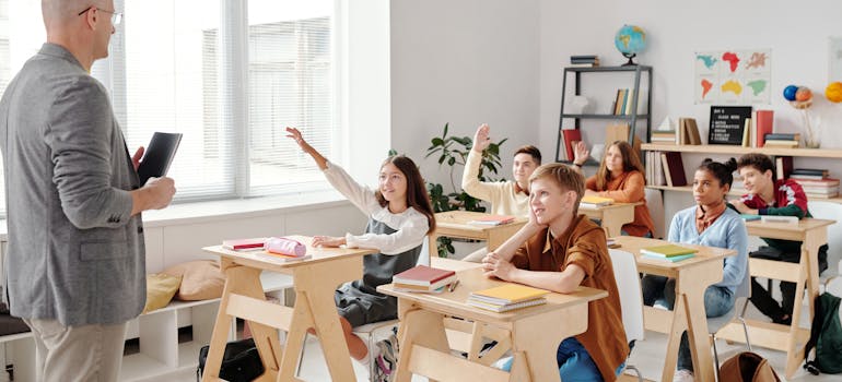 Kids in the classroom talking about why Calgary is one of the best cities for raising kids