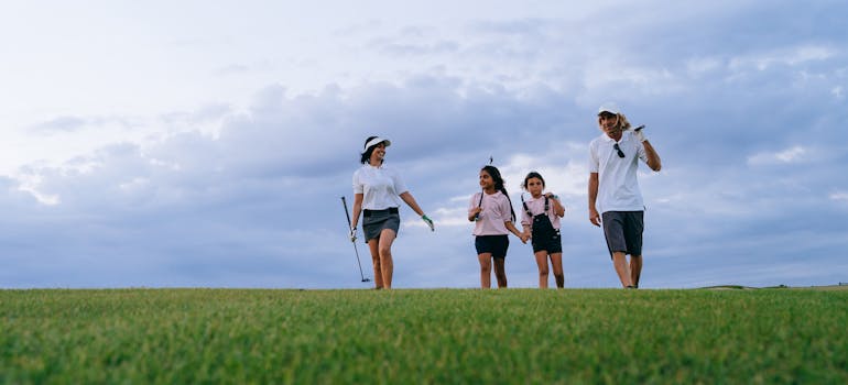 A family on the golf course