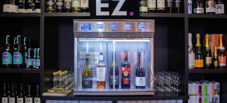 Wine bottles in the wine cooler