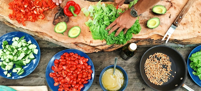 a woman preparing food