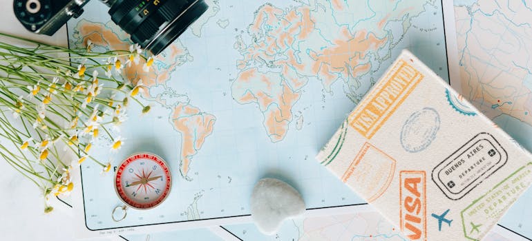 A passport on the map
