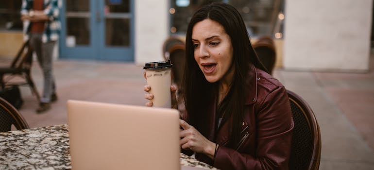 A woman using a laptop