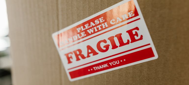 A moving box labeled fragile