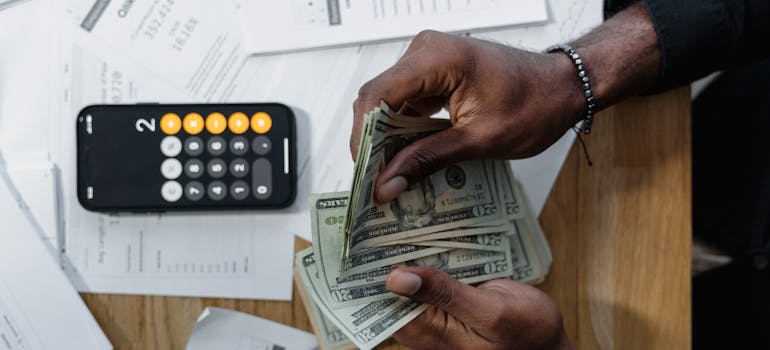 A person counting money